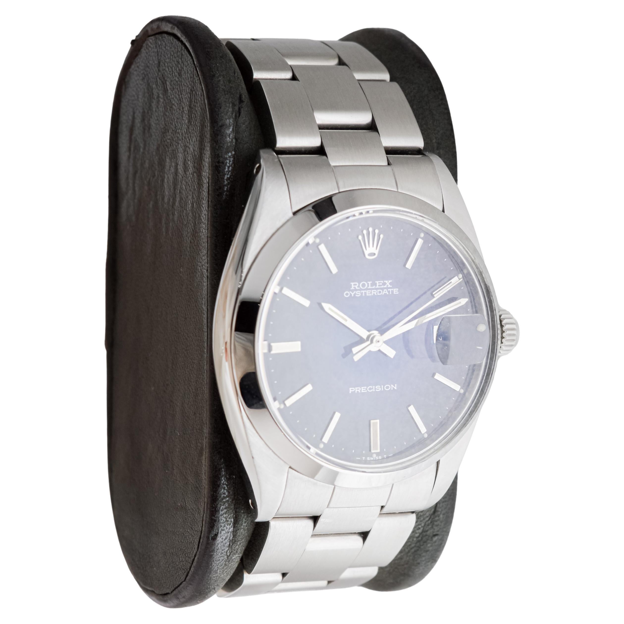 Modern Rolex Steel Oysterdate with Rare Blue 