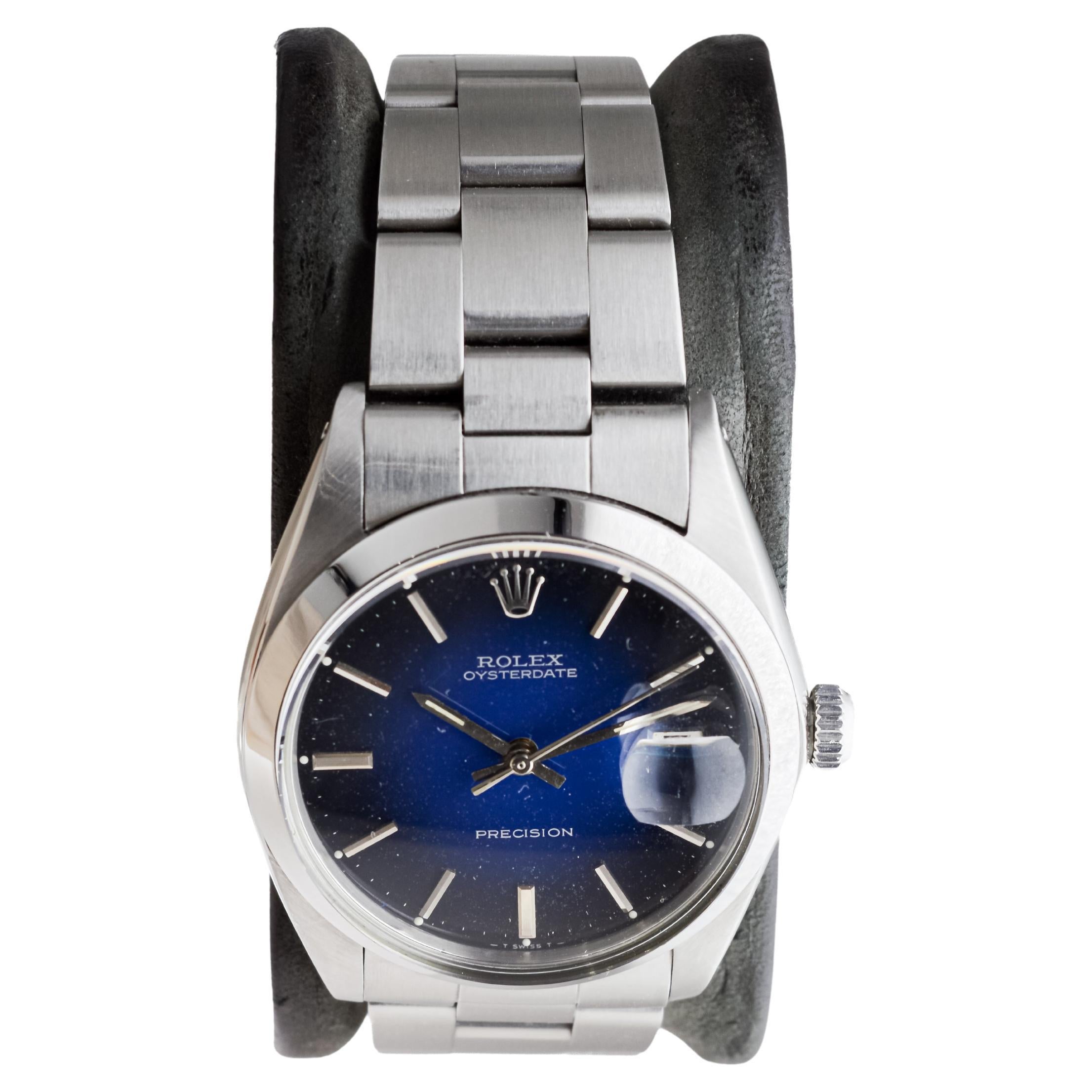 Rolex Steel Oysterdate with Rare Blue 