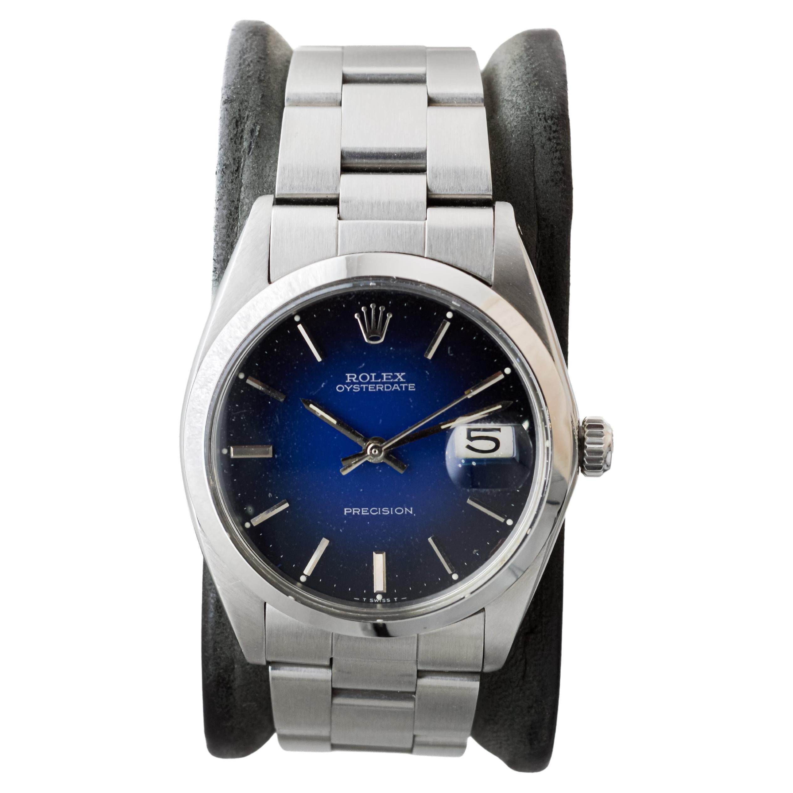 Women's or Men's Rolex Steel Oysterdate with Rare Blue 