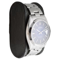 Rolex Steel Oysterdate with Rare Blue "Vignette" Dial 1960's