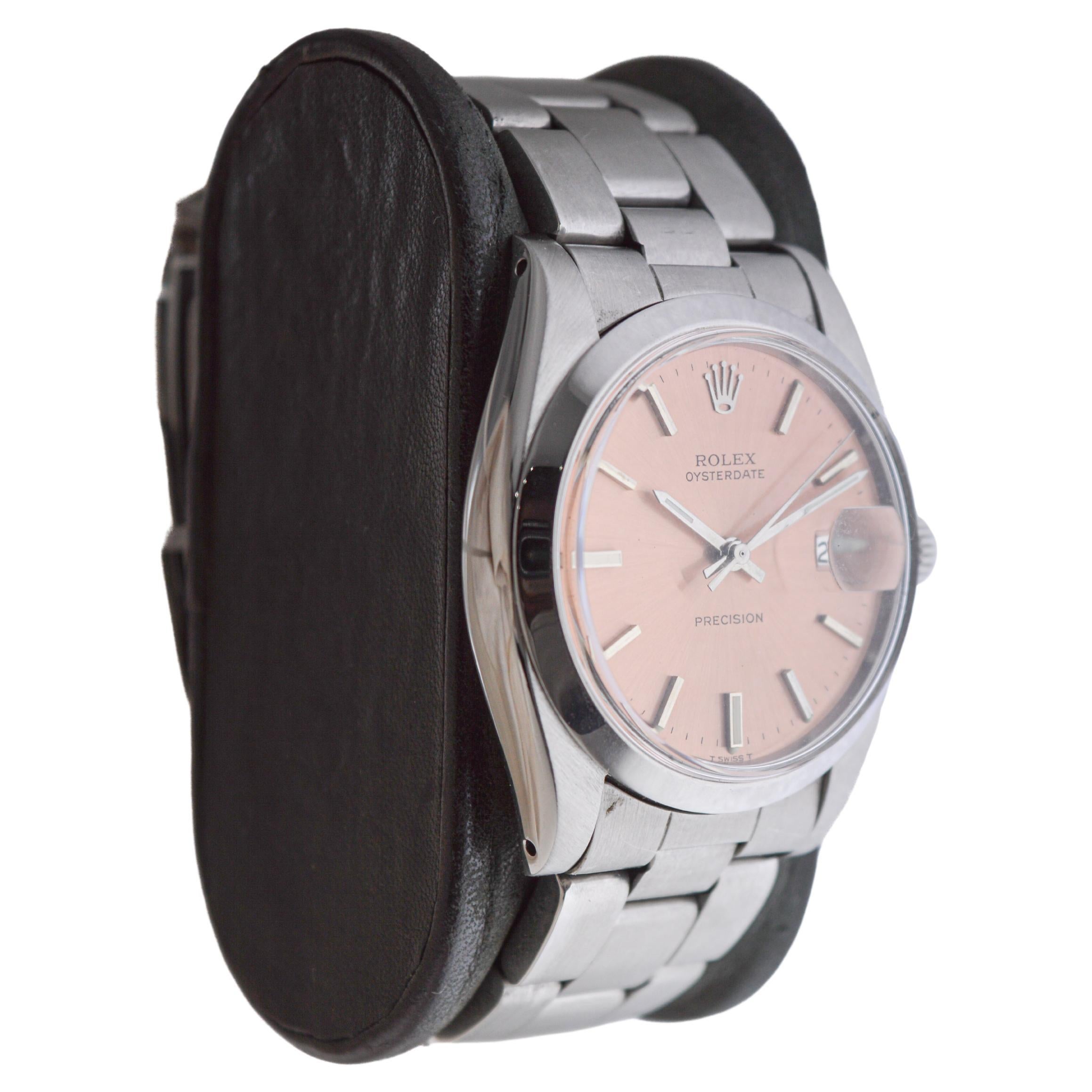 FACTORY / HOUSE: Rolex Watch Company
STYLE / REFERENCE: Oysterdate / Reference 6694
METAL / MATERIAL: Stainless Steel
CIRCA / YEAR: 1978
DIMENSIONS / SIZE: Length 42mm X Diameter 35mm
MOVEMENT / CALIBER: Manual Winding / 17 Jewels / Caliber
