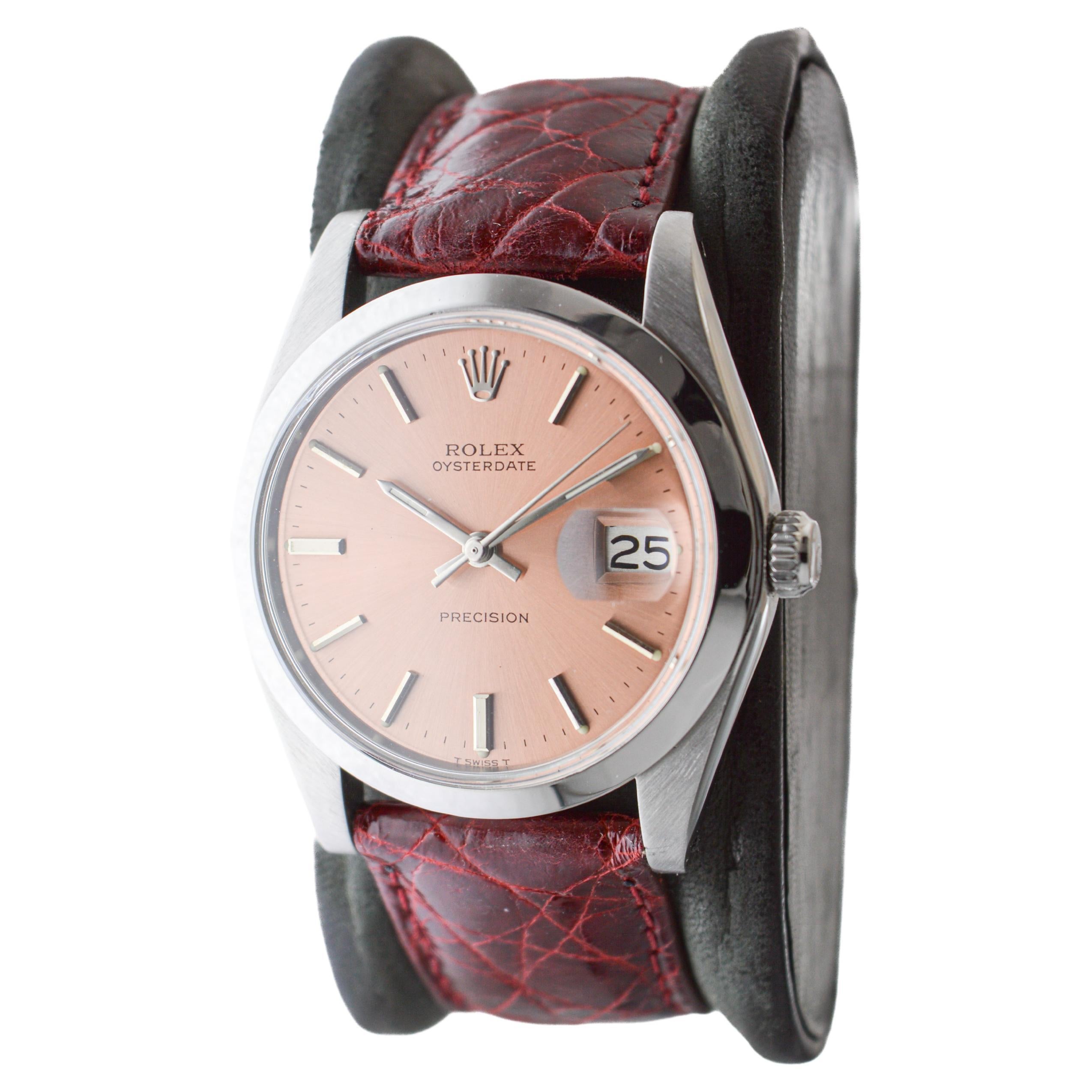 Women's or Men's Rolex Steel Oysterdate with Rare Factory Original Bronze Dial From 1978 For Sale