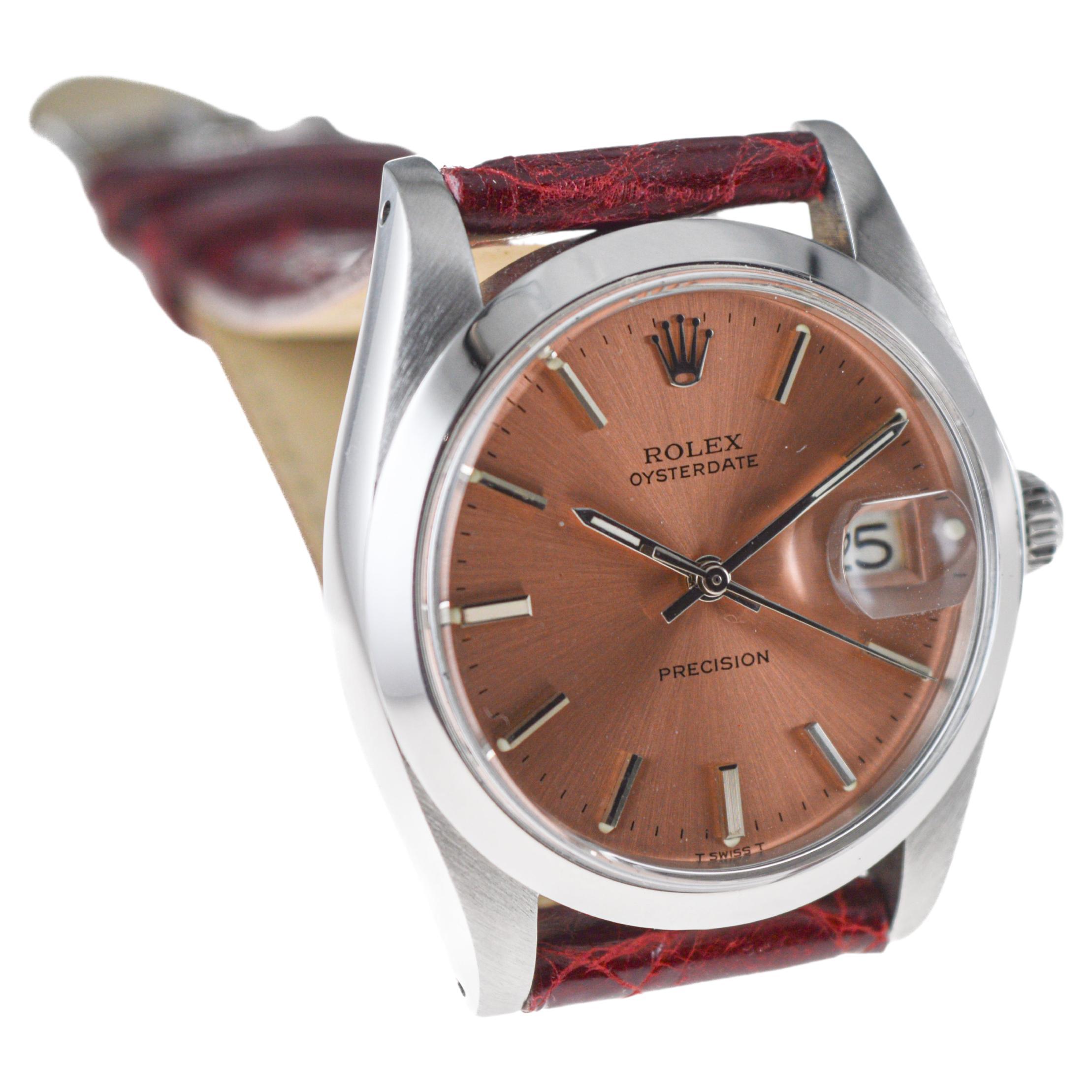 Rolex Steel Oysterdate with Rare Factory Original Bronze Dial From 1978 For Sale 2