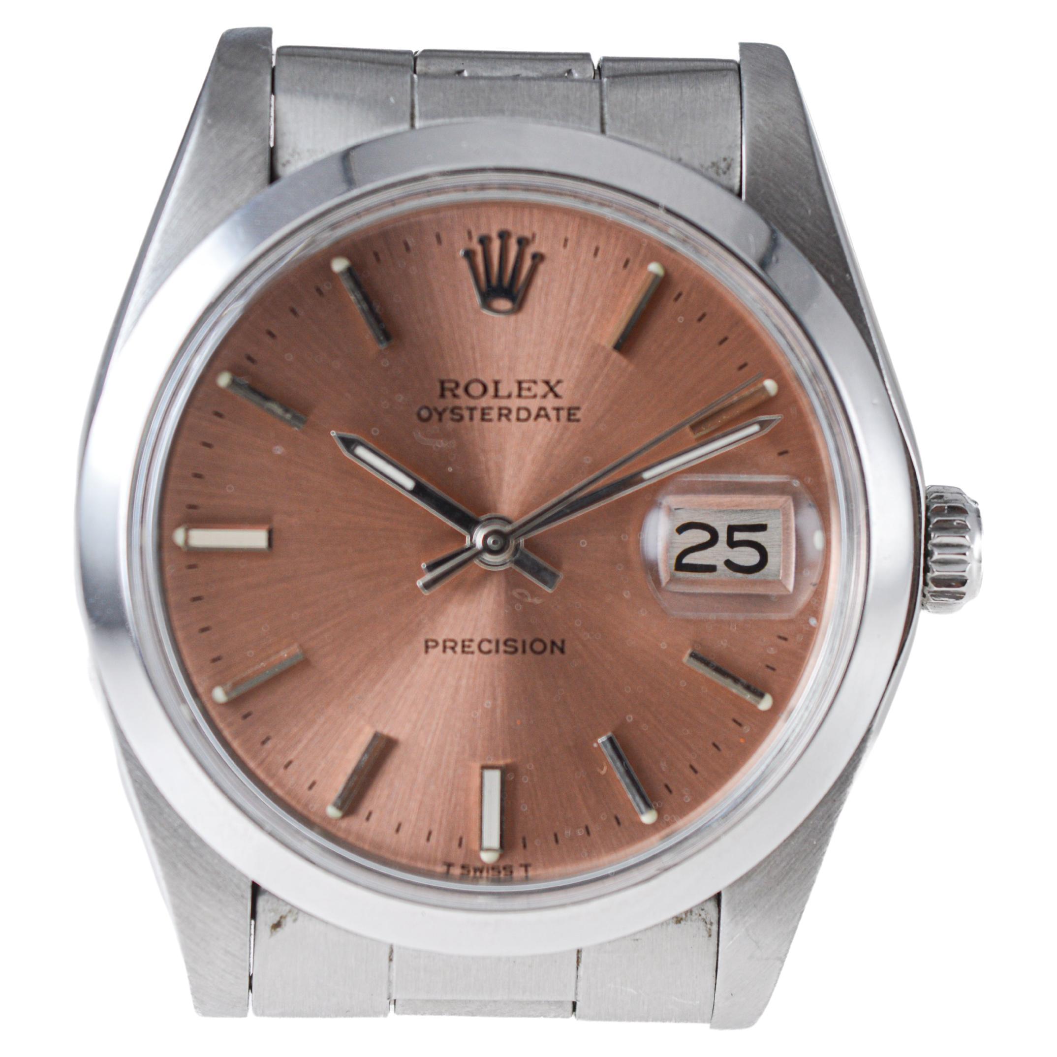 Rolex Steel Oysterdate with Rare Factory Original Bronze Dial From 1978 For Sale 2