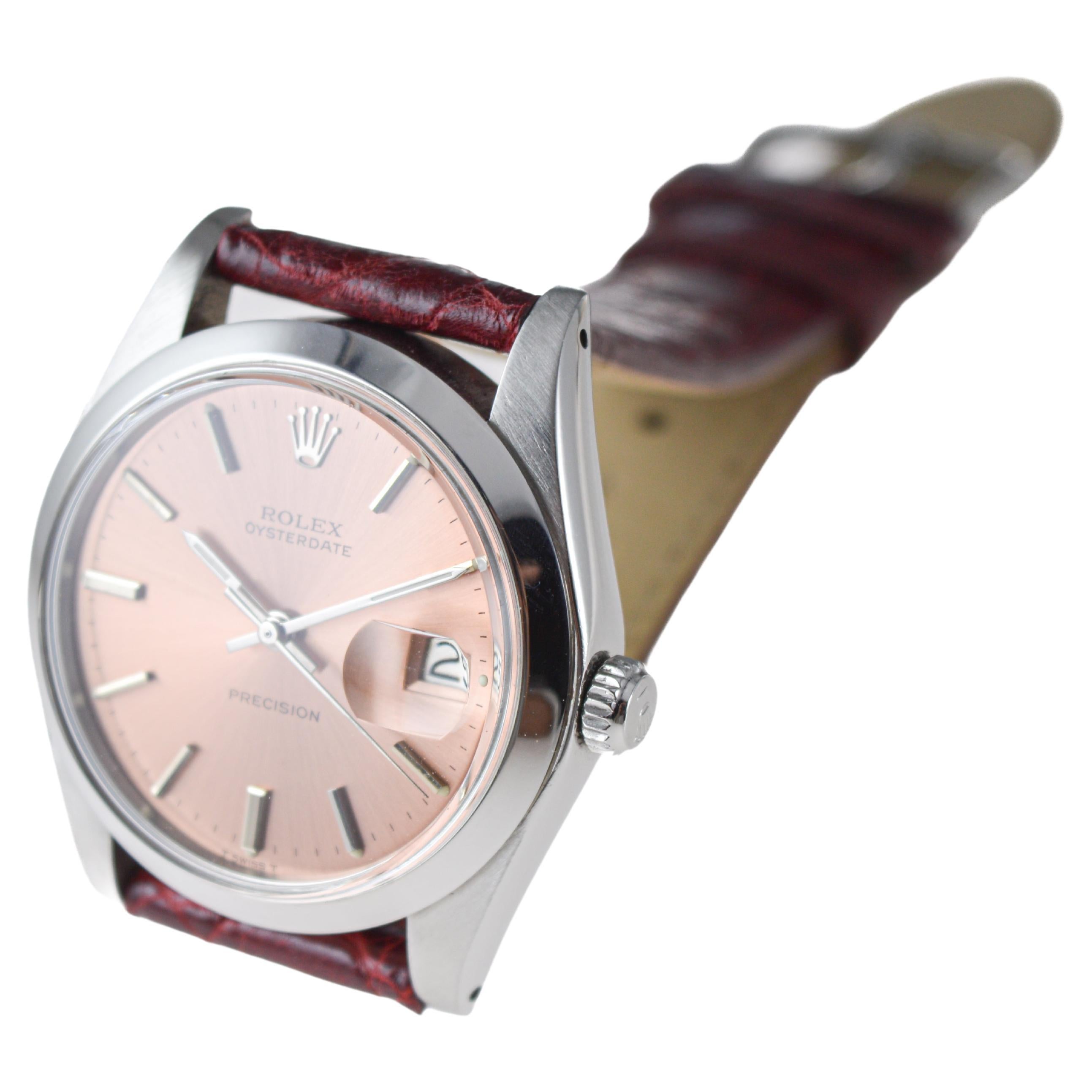 Rolex Steel Oysterdate with Rare Factory Original Bronze Dial From 1978 For Sale 4