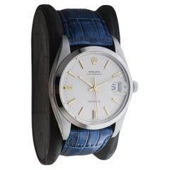Rolex Steel Oysterdate with Rare Factory Original Silvered Dial and Gilt Markers