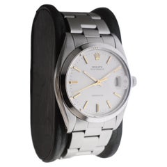 Rolex Steel Oysterdate with Rare Factory Original Silvered Dial and Gilt Markers