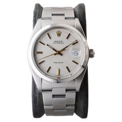 Retro Rolex Steel Oysterdate with Rare Factory Original Silvered Dial and Gilt Markers