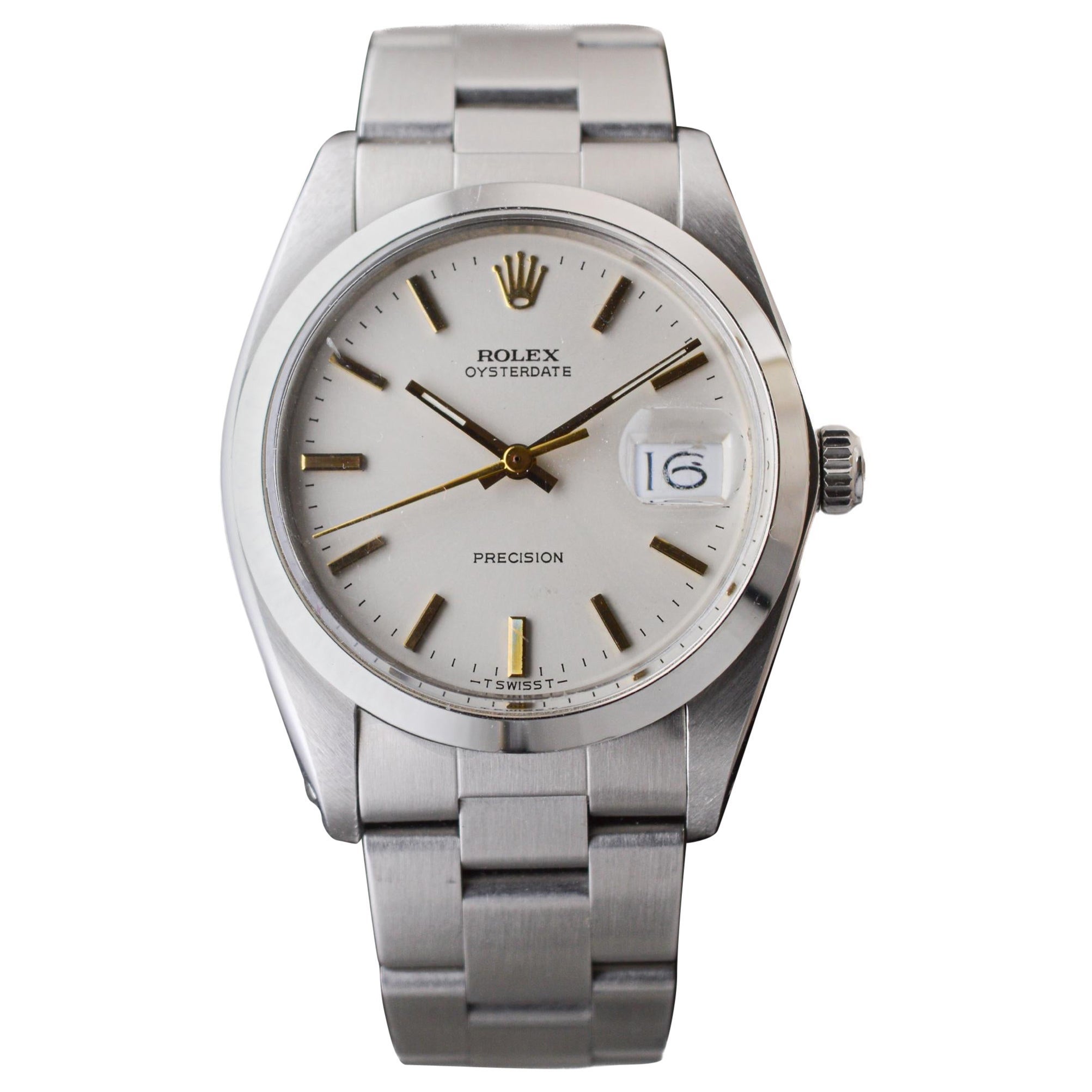 Rolex Stahl Oysterdate mit seltenen Fabrik Original versilbert Zifferblatt und vergoldeten Markierungen