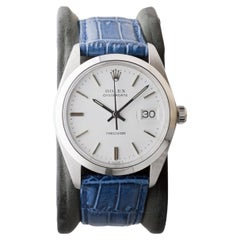 Rolex Steel Oysterdate with Rare Original and Flawless White Dial circa, 1970
s