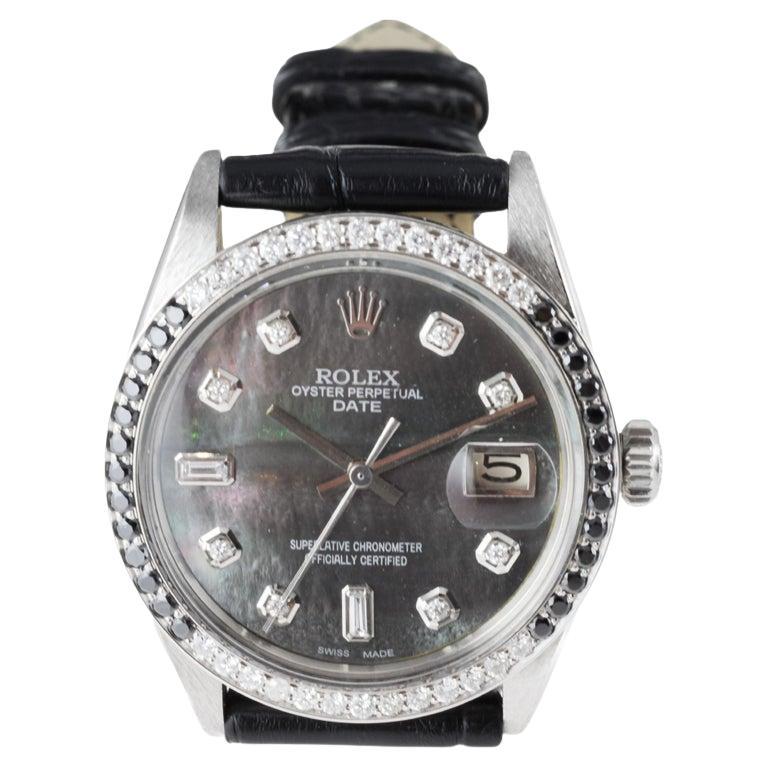 Rolex Steel Perpetual Date avec cadran personnalisé en nacre et lunette personnalisée en vente 5