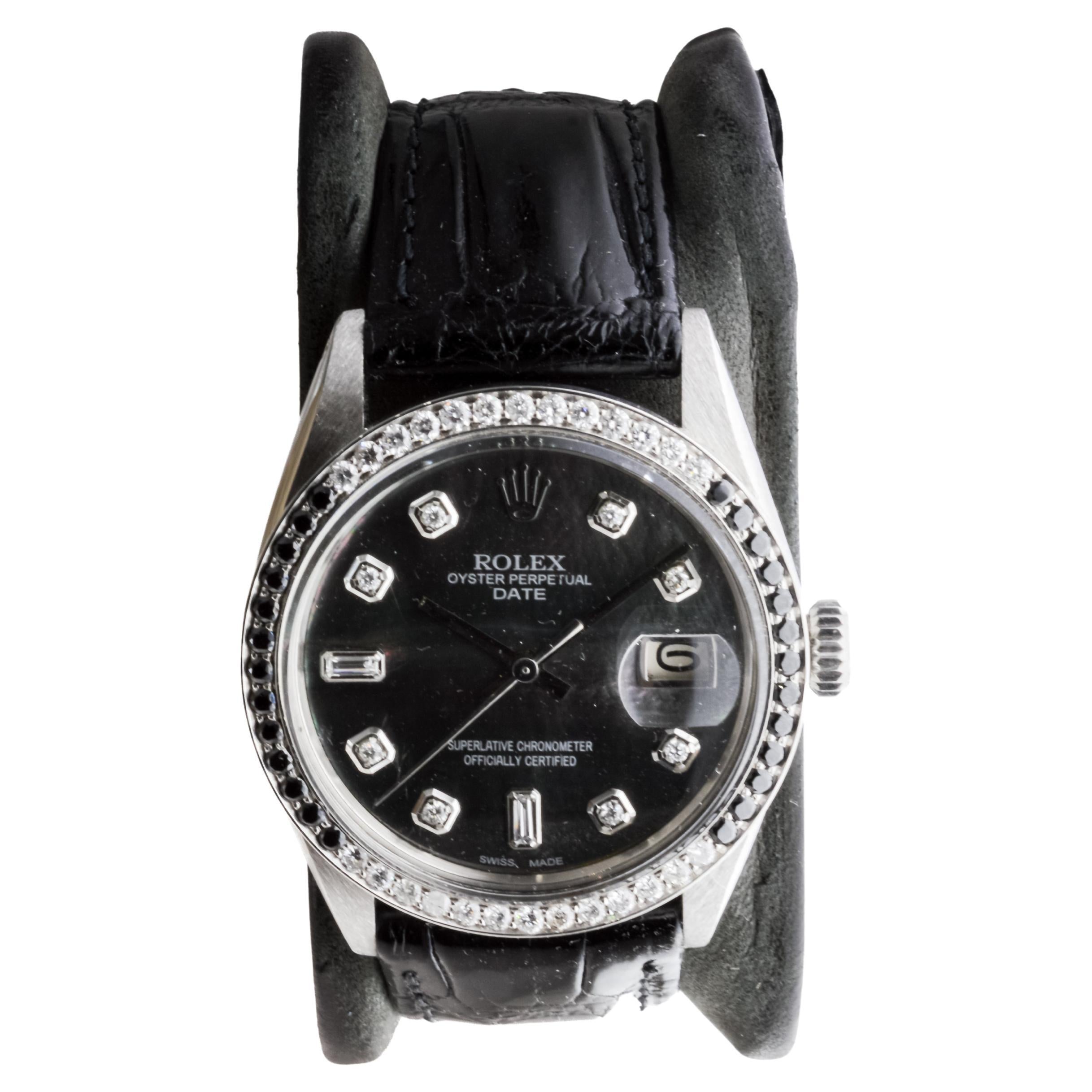 Rolex Steel Perpetual Date avec cadran personnalisé en nacre et lunette personnalisée Unisexe en vente