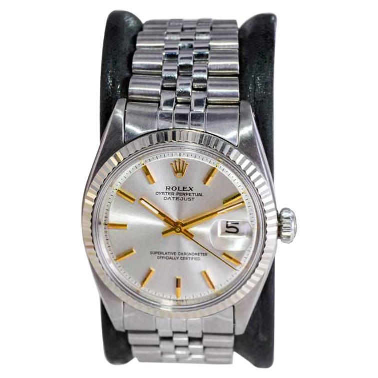 Rolex Steel Perpetual Datejust with Original Excellent Silver Dial 1960's For Sale