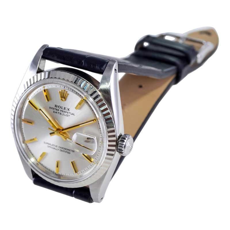 Rolex Perpetual Datejust avec cadran argenté d'origine, 1966 en vente 4