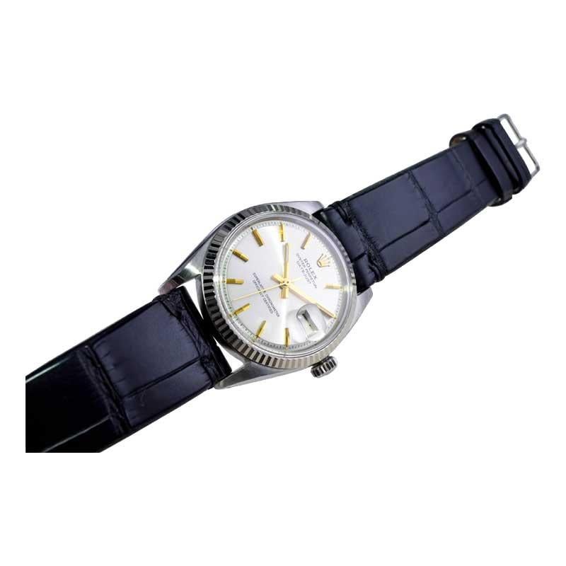 Rolex Perpetual Datejust avec cadran argenté d'origine, 1966 en vente 5