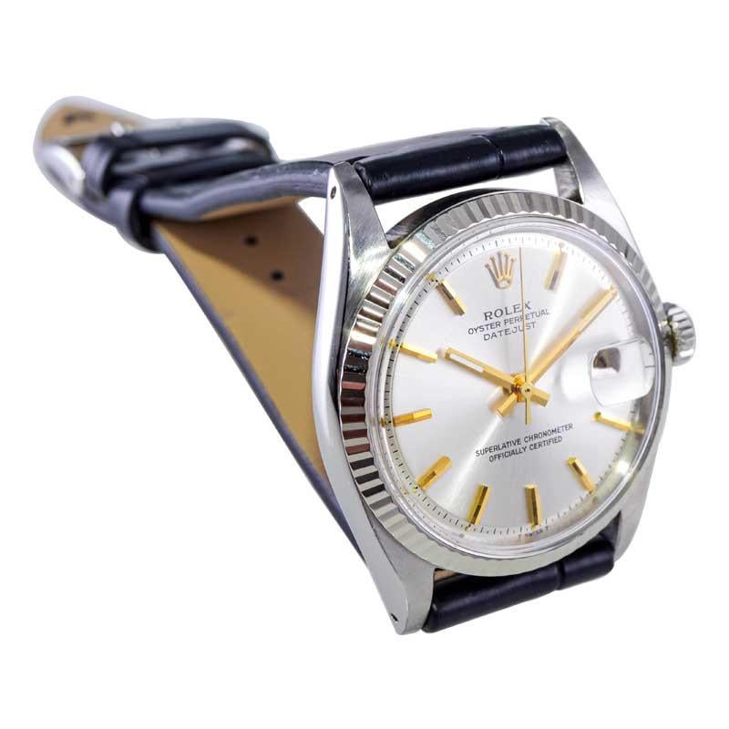 Modern Rolex Steel Perpetual Datejust with Original Outstanding Silver Dial 1966 For Sale