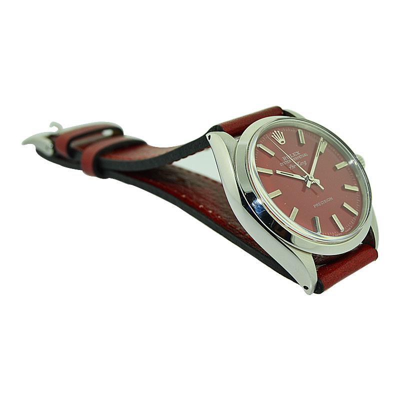 Rolex Oyster Perpetual Air King en acier avec cadran personnalisé, vers les années 1970 en vente 1