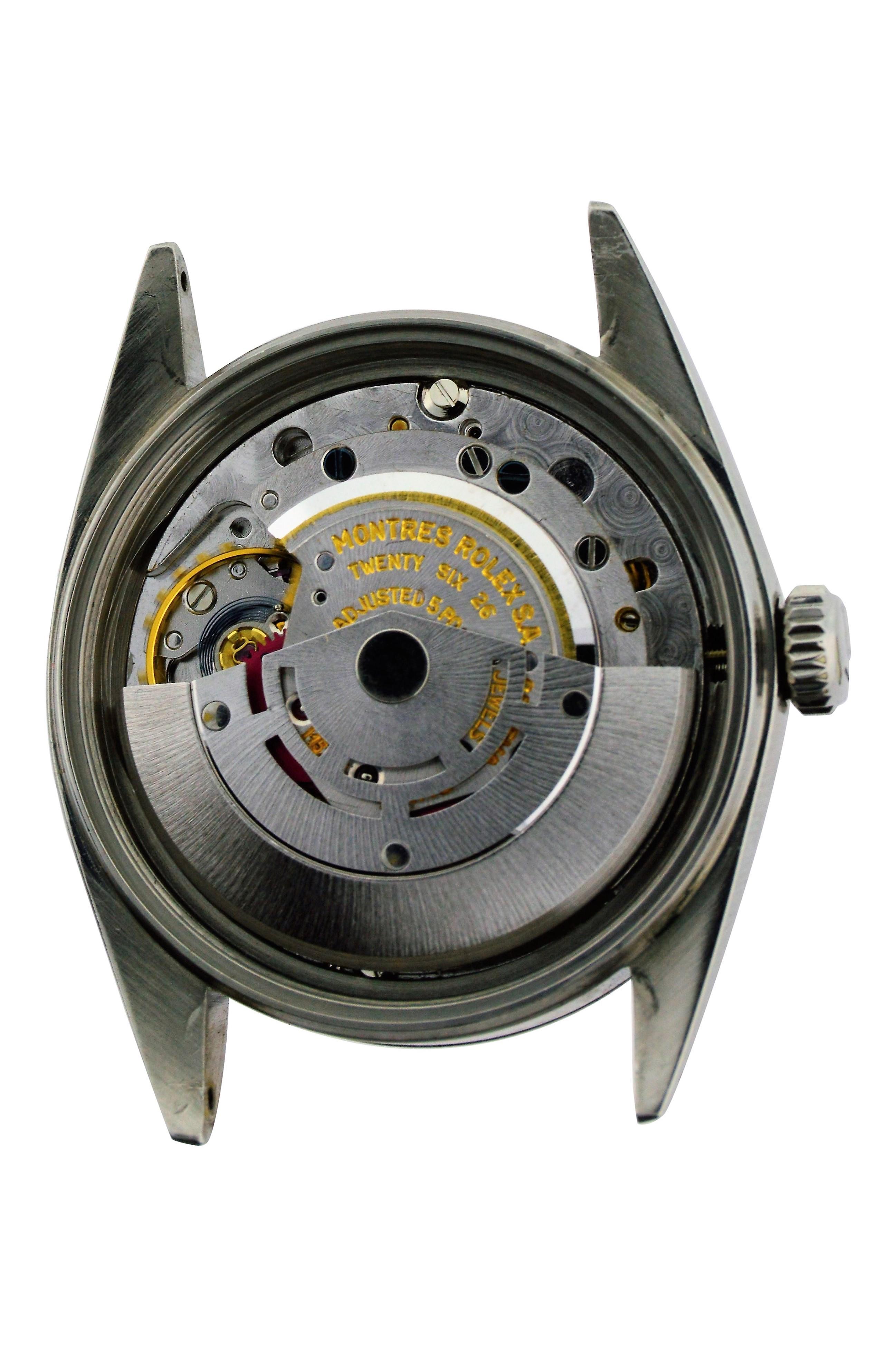 Rolex Oyster Perpetual Air King en acier avec cadran personnalisé, vers les années 1970 en vente 5