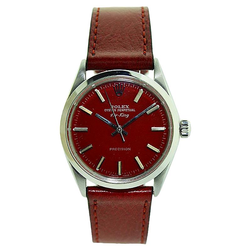 Rolex Steel Oyster Perpetual Air King with Custom Dial, circa 1970s For Sale