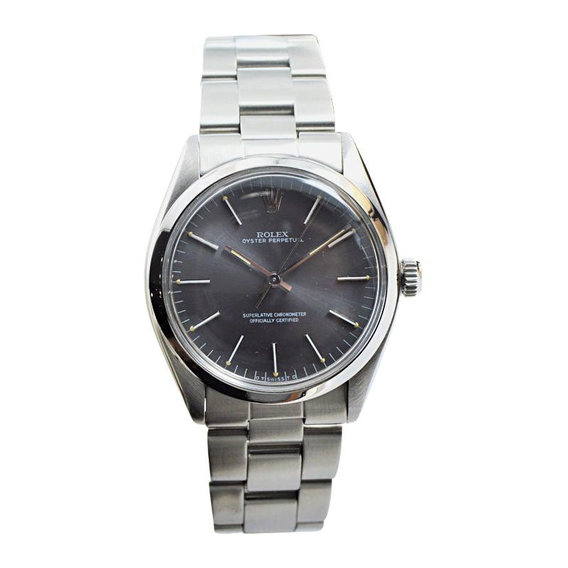 Rolex Steel Perpetual with Original Charcoal Dial, Service Papers, Early 1960's