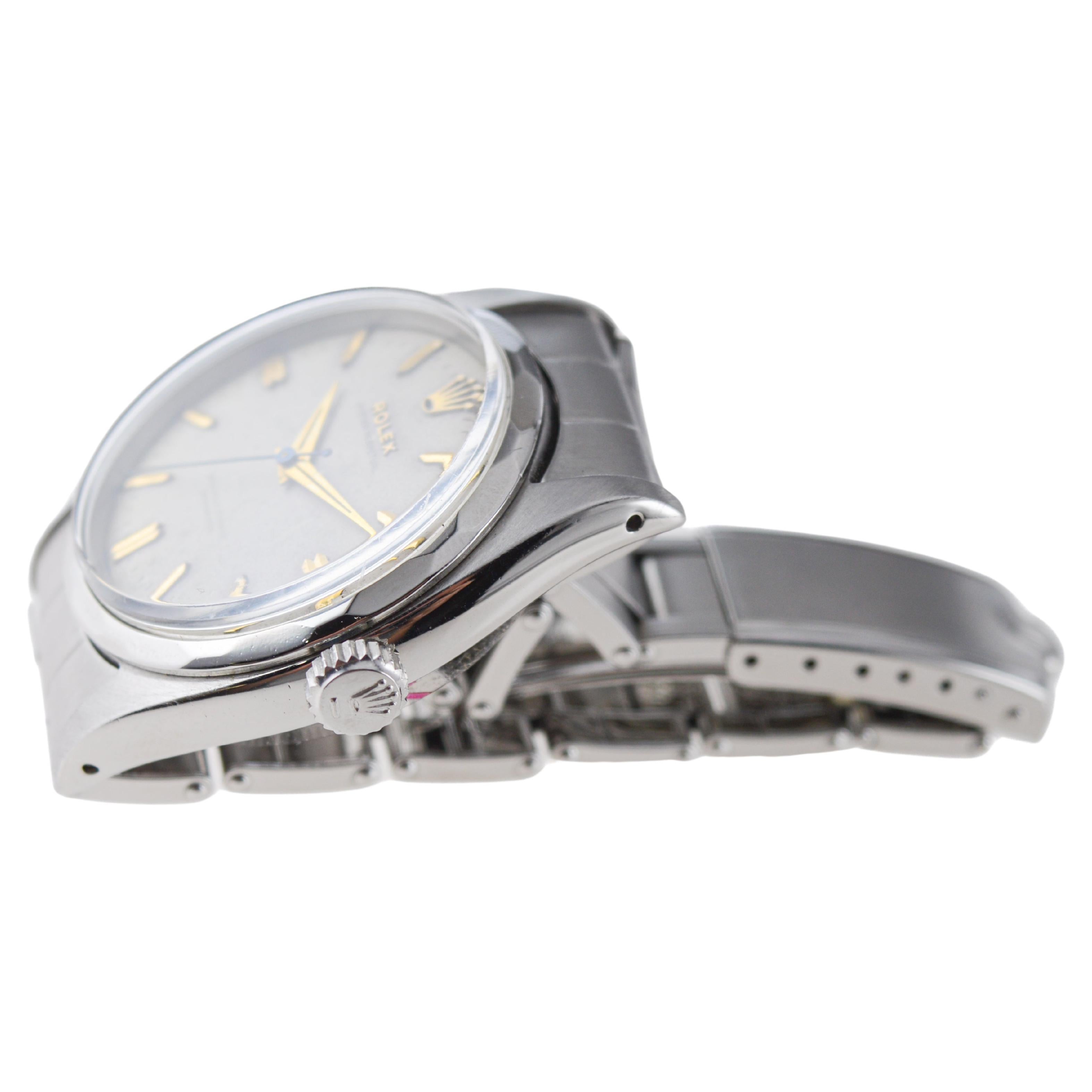 Rolex Steel Perpetual with Original Dial and Rare Multi Faceted Bezel from 1955 1
