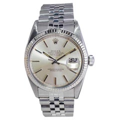 Rolex Stahl Quickset Datejust mit außergewöhnlichem Original Silberzifferblatt 1970er Jahre