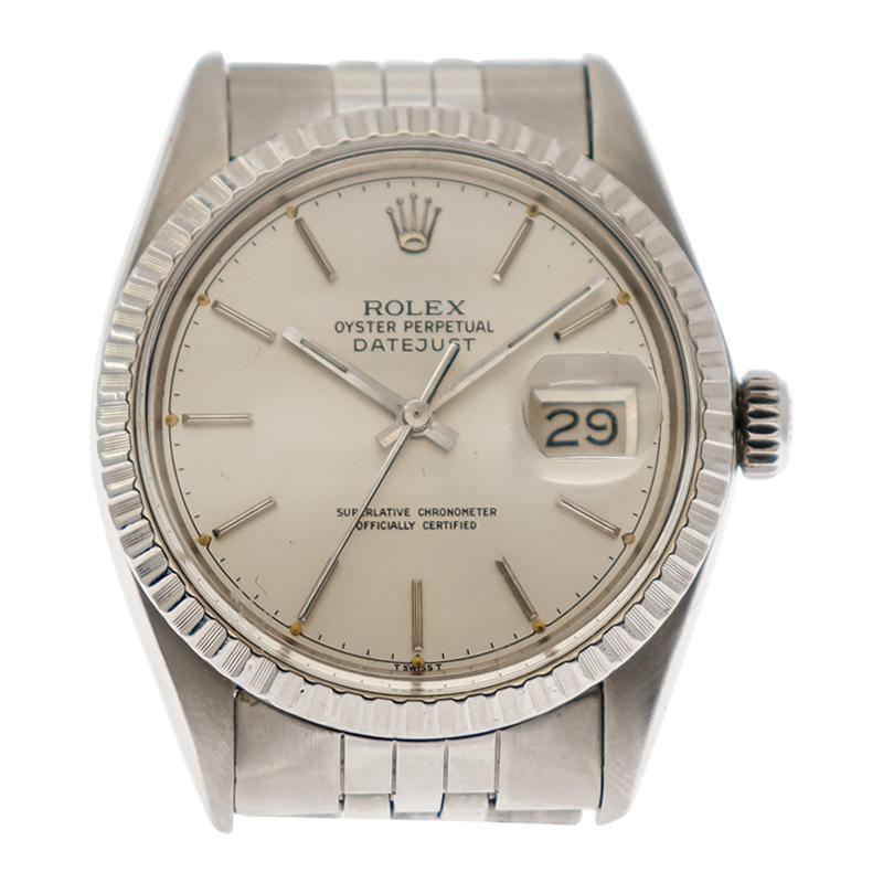 Women's or Men's Rolex Steel Quickset Datejust with Original Box and Papers from 1978 or 1979 For Sale