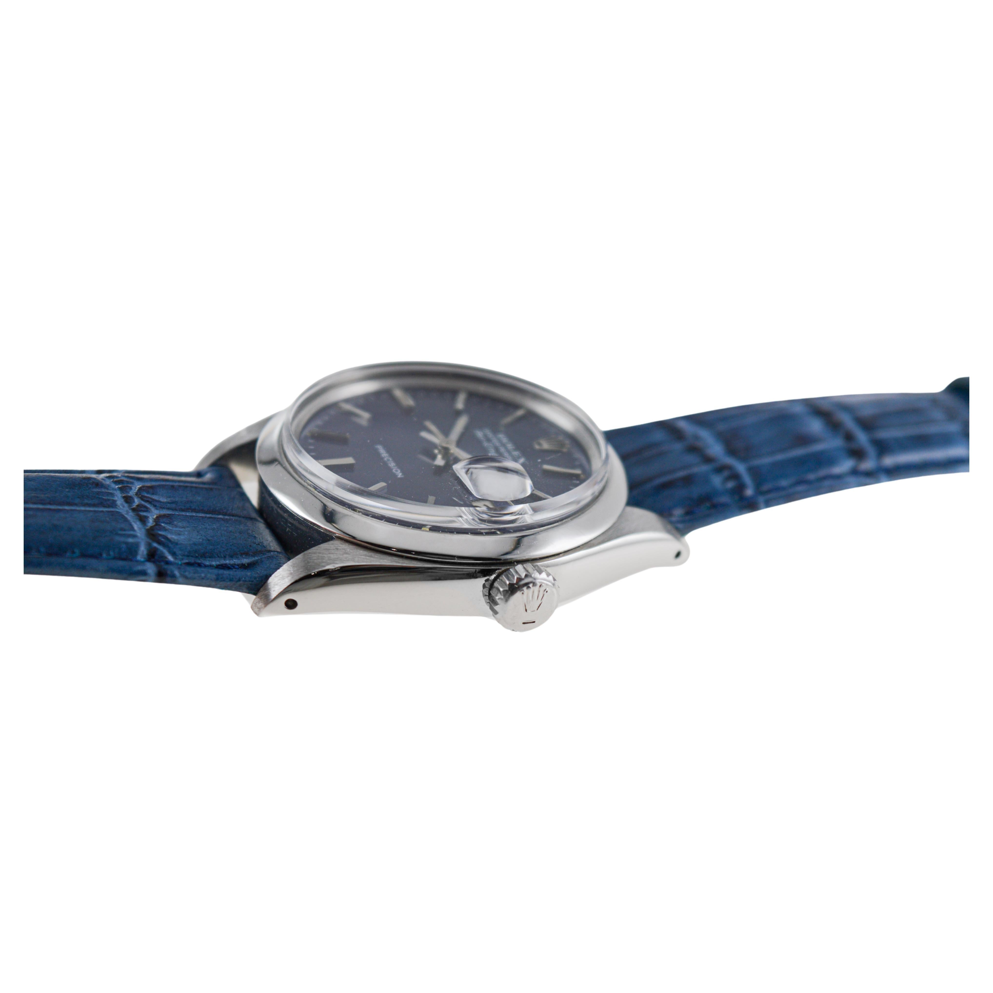 Rolex Steel Rare Air-King Date Model with Original Blue Dial From 1981 1