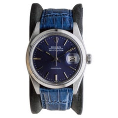 Used Rolex Steel Rare Air-King Date Model with Original Blue Dial From 1981 