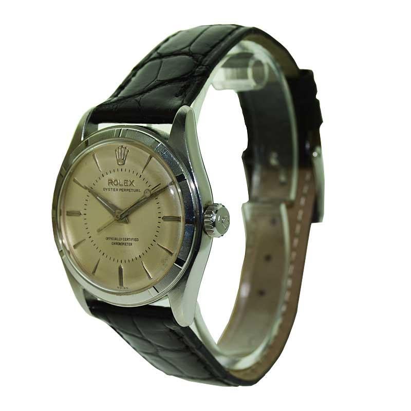 Art Deco Rolex Steel Rare Model with Machined Bezel Super Oyster, circa 1951 or 1952