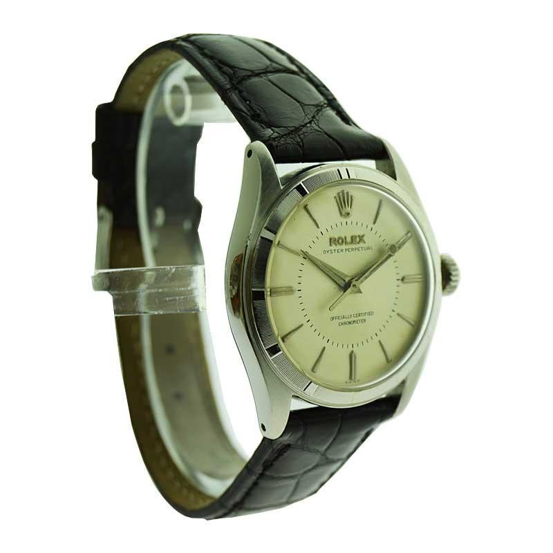Rolex Steel Rare Model with Machined Bezel Super Oyster, circa 1951 or 1952 In Excellent Condition In Long Beach, CA