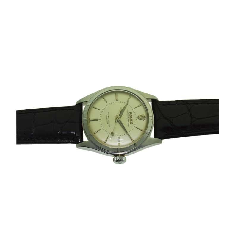 Women's or Men's Rolex Steel Rare Model with Machined Bezel Super Oyster, circa 1951 or 1952