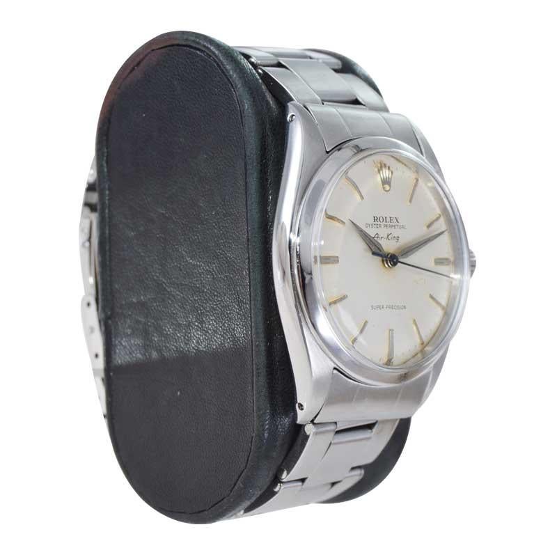 Rolex Steel Rare Reference 5504 20mm Bracelet Air King All Original circa 1959 For Sale 2