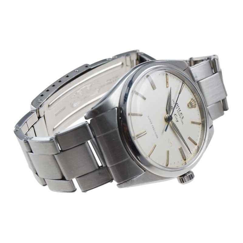 Rolex Steel Rare Reference 5504 20mm Bracelet Air King All Original circa 1959 For Sale 5