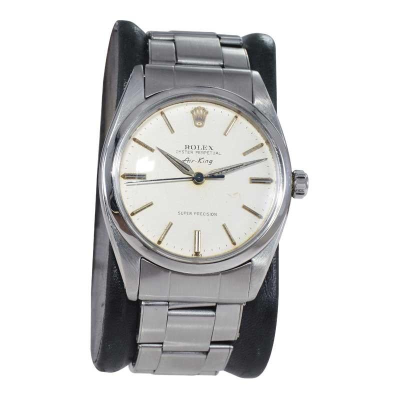 Rolex Steel Rare Reference 5504 20mm Bracelet Air King All Original circa 1959 In Excellent Condition For Sale In Long Beach, CA