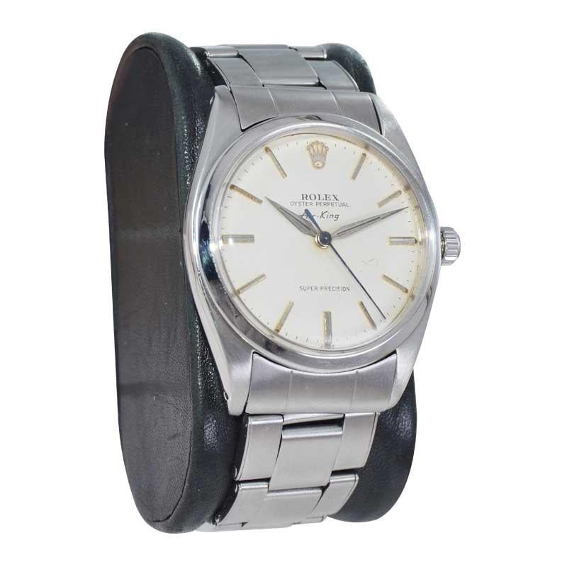 Women's or Men's Rolex Steel Rare Reference 5504 20mm Bracelet Air King All Original circa 1959 For Sale