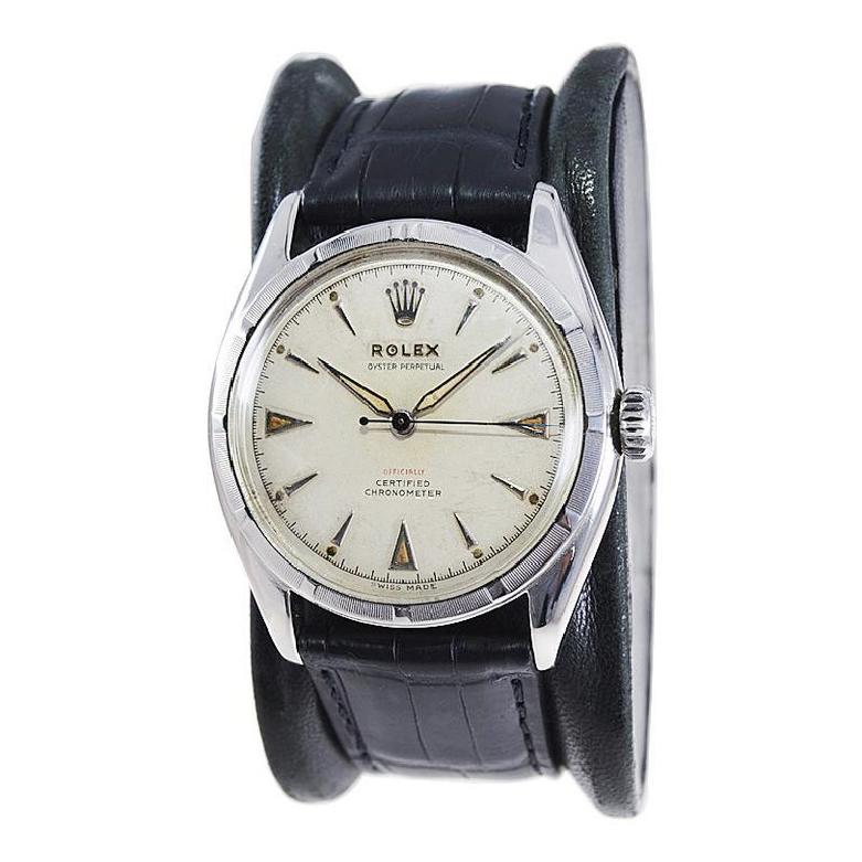 Women's or Men's Rolex Steel Rare Super Oyster Model with Original Dial from the Mid 1950's For Sale