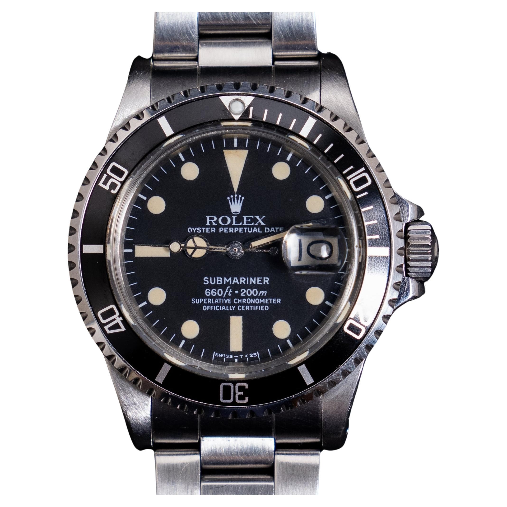 Rolex Steel Submariner with Date Matte Dial 1680 Steel Automatic Watch, 1978 For Sale