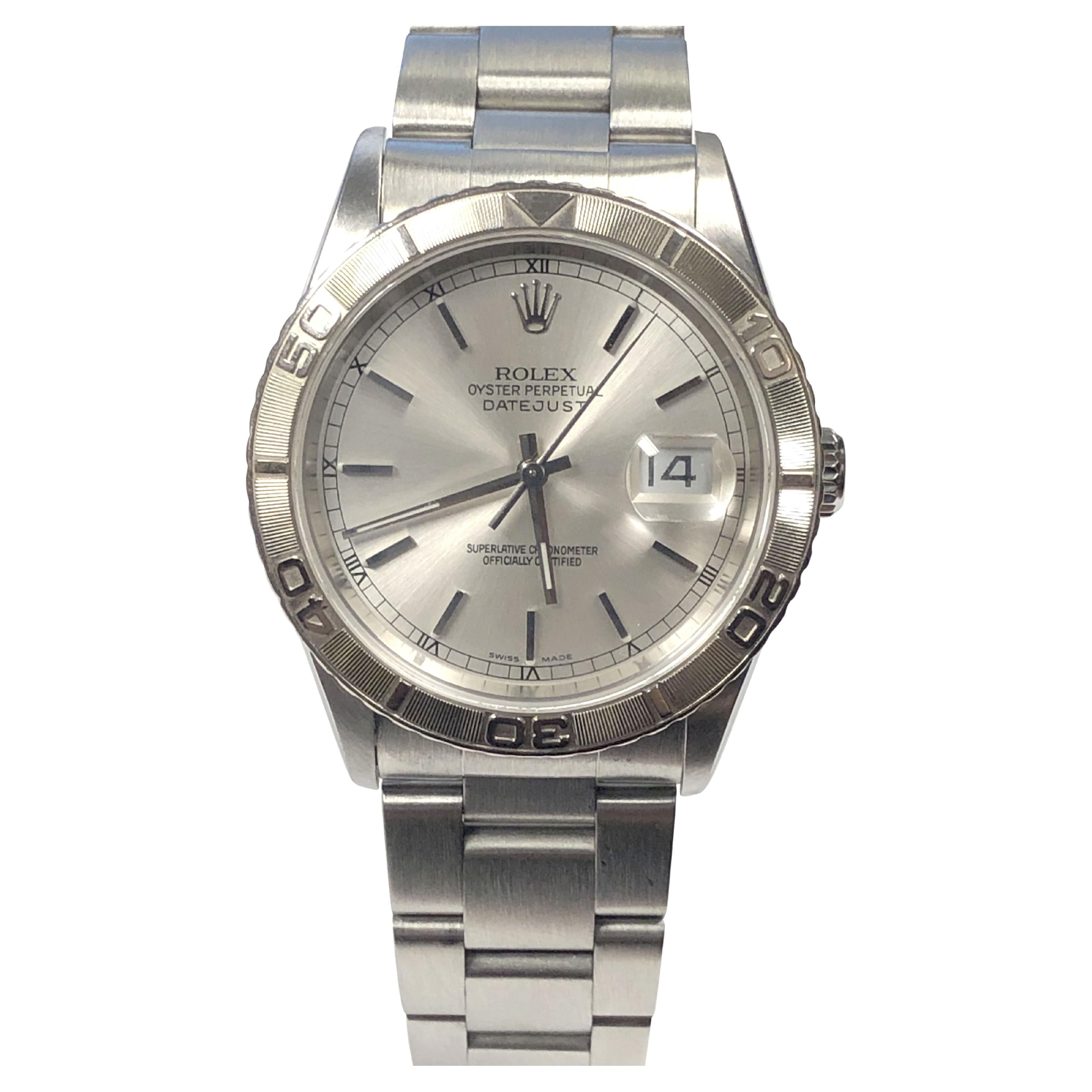 Rolex Steel Thunderbird Datejust Self Winding Wrist Watch For Sale