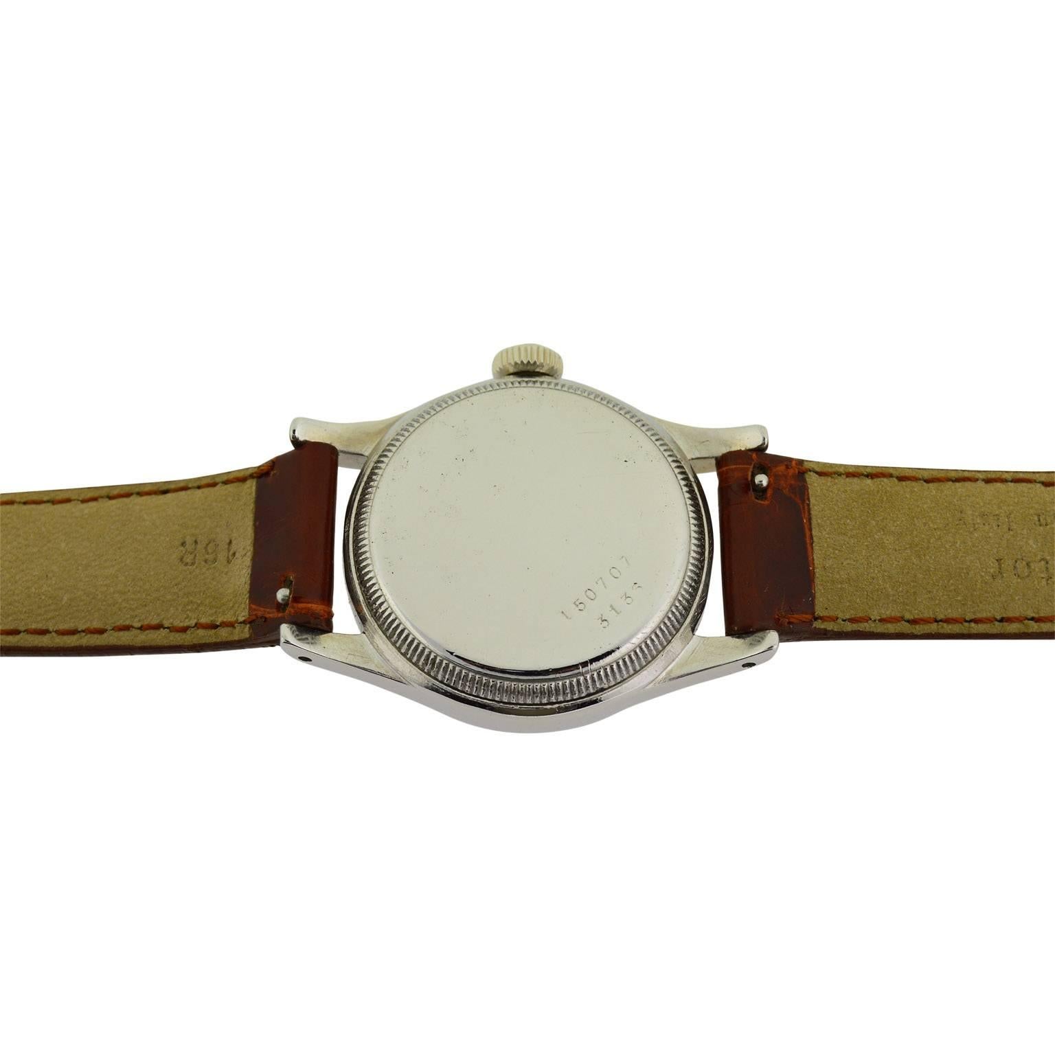 Art Deco Rolex Stainless Steel Tudor Oyster Commander Manual Wind Wristwatch, 1940s