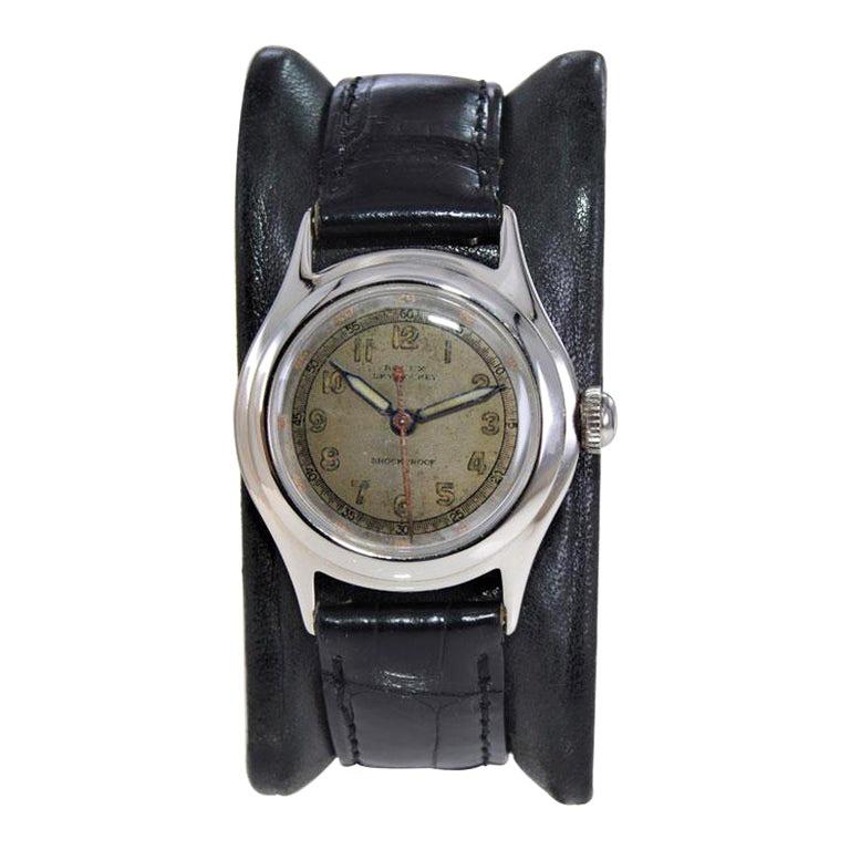 Women's or Men's Rolex Steel Tudor Sky Rocket Geneve with Original Luminous Dial and Hands 1940's