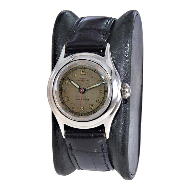 Rolex Steel Tudor Sky Rocket Geneve with Original Luminous Dial and Hands 1940's 1