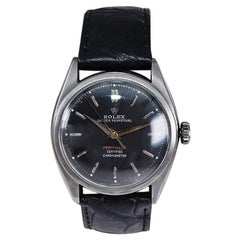 Rolex Steel Oyster Perpetual with Black Dial and Super Oyster Crown, circa 1950s