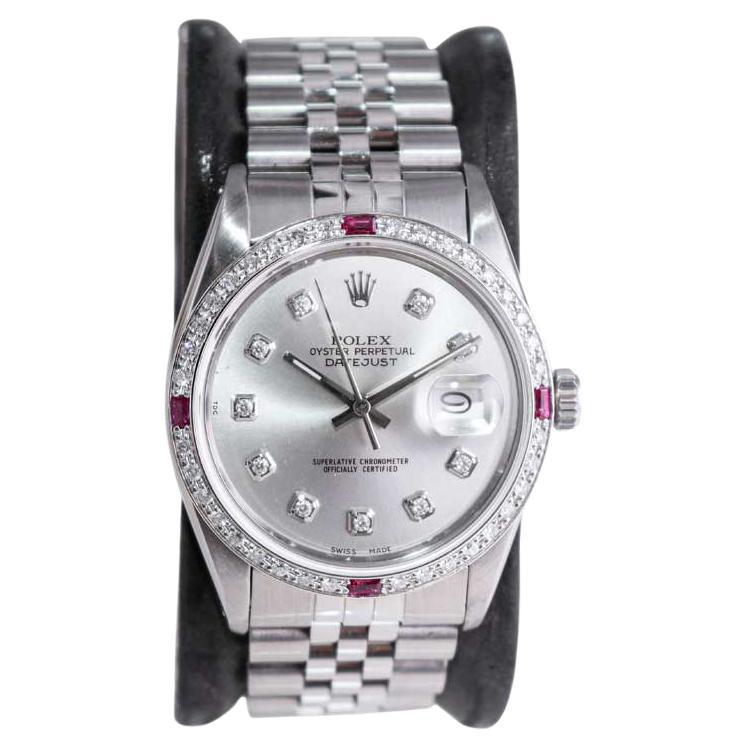 FACTORY / HOUSE: Rolex Watch Company
STYLE / REFERENCE: Datejust / Reference 16104
METAL / MATERIAL: Stainless Steel
CIRCA / YEAR: 1986
DIMENSIONS / SIZE: Length 44mm X Diameter 36mm 
MOVEMENT / CALIBER: Manual Winding / 26 Jewels 
DIAL / HANDS: