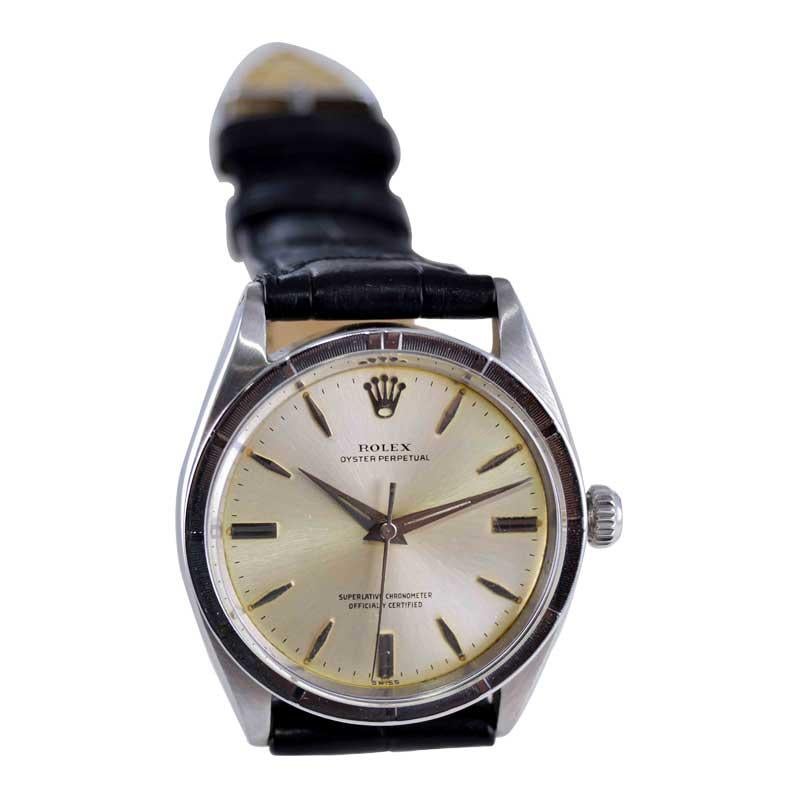 Rolex Steel with Machined Bezel and Original Dial and Dauphine Hands from 1961 For Sale 4