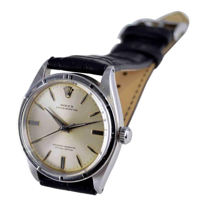 Rolex Steel with Machined Bezel and Original Dial and Dauphine Hands from 1961 For Sale 6