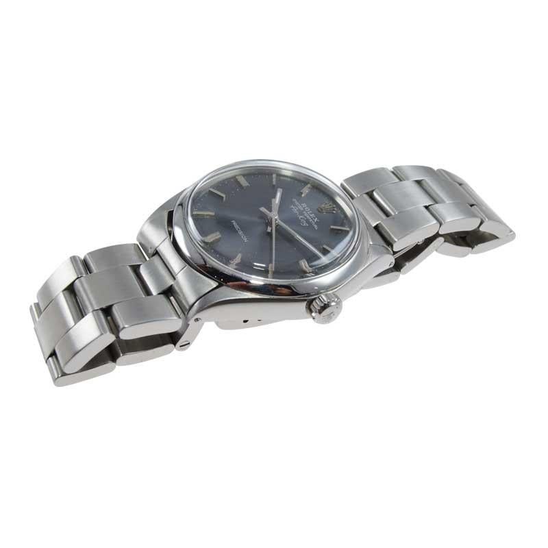 Rolex Steel Oyster Perpetual Air King with Original Charcoal Dial, Early 1970's For Sale 2