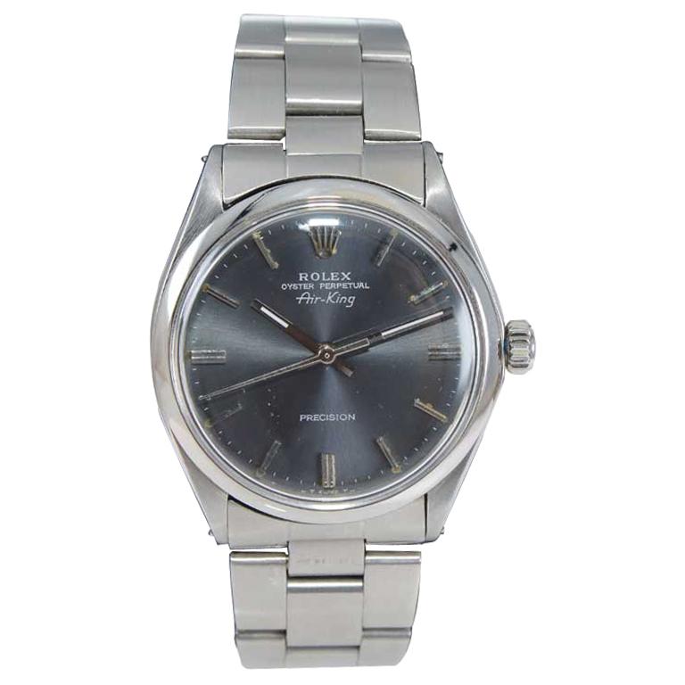 Rolex Steel Oyster Perpetual Air King with Original Charcoal Dial, Early 1970's
