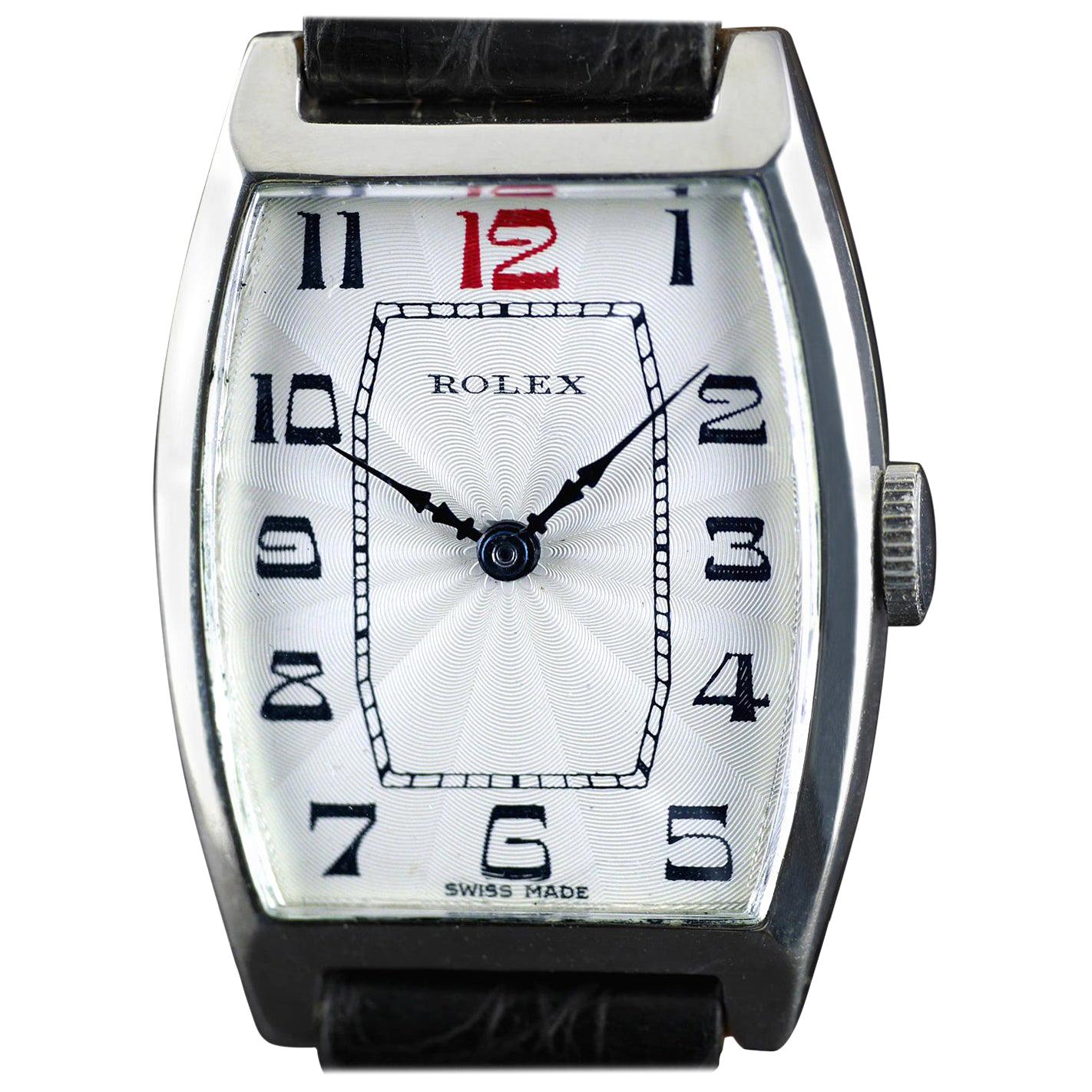 Rolex Sterling Silver Art Deco Tonneau Wristwatch, 1926