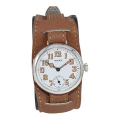 Rolex Sterling Silver Orologio da campagna militare del 1915 circa con quadrante smaltato